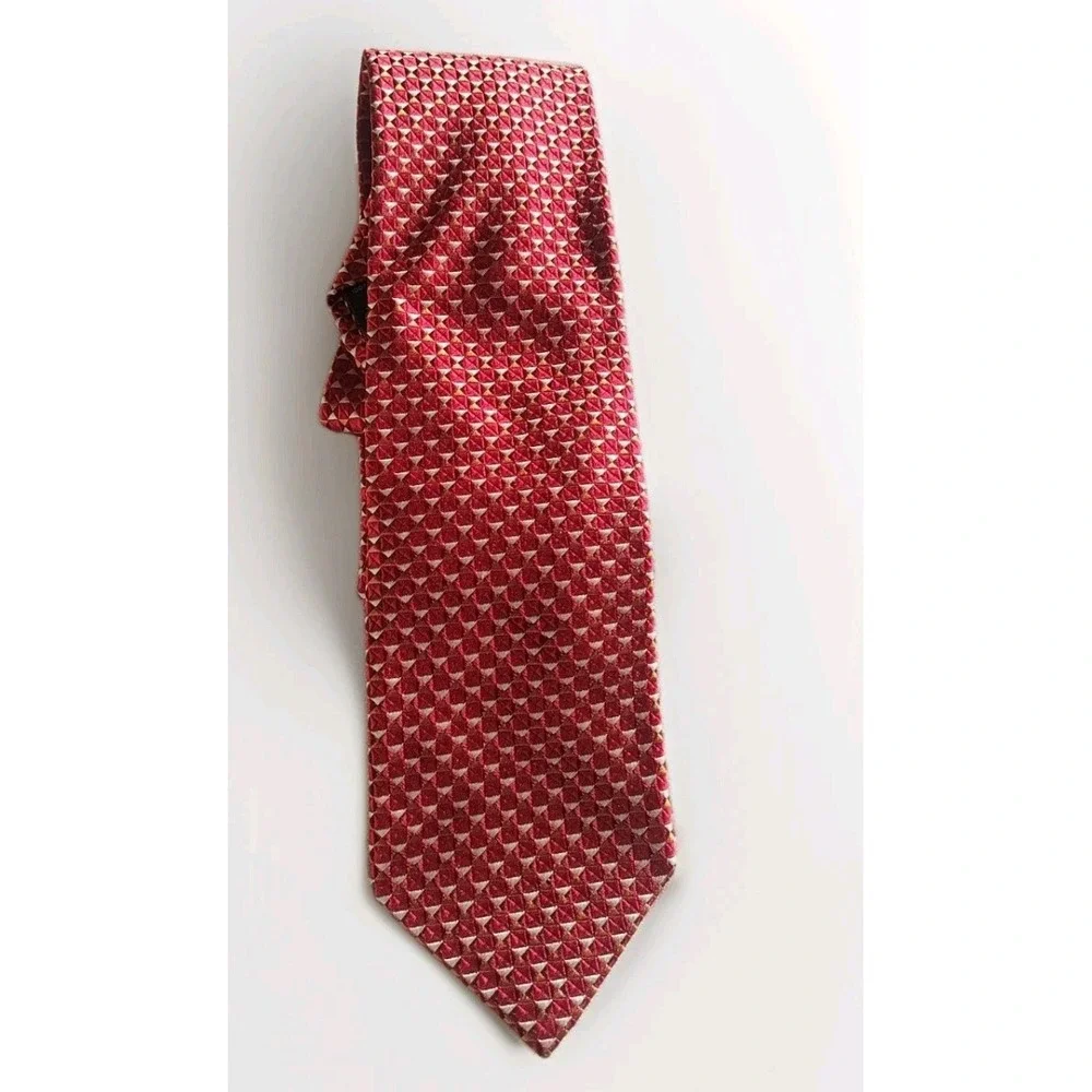 Ermenegildo Zegna Red Jacquard men's Silk Tie necktie‎ designer luxury